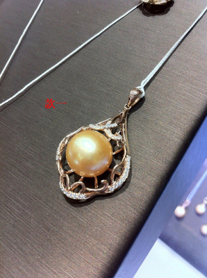 【品牌代工海水珠18K金镶钻吊坠 天然珍珠项饰工厂现货定制批发】价格,厂家,图片,项链,深圳市陈信语珠宝首饰-